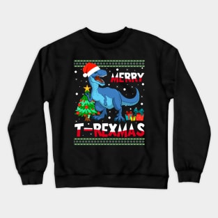 Merry T Rex-mas Funny Dinosaur Christmas Kids Boys Men Crewneck Sweatshirt